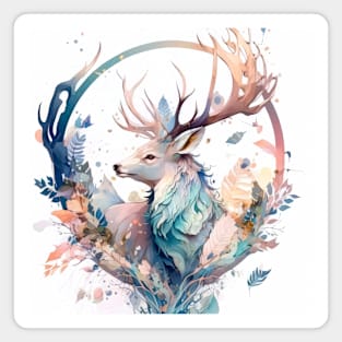 Stag Deer Portrait Animal Painting Wildlife Outdoors Adventure Magnet